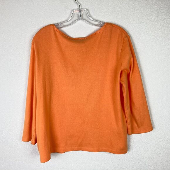 J. H. Collectibles Cardigan Sweater Size M-L Orange Cotton Knit Beaded Buttons - Picture 5 of 6